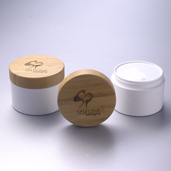 Double wall  PP jar with bamboo cap