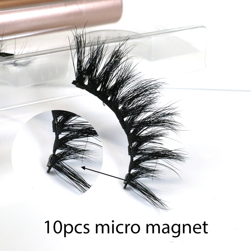 Magnetic False Eyelashes  Magnetic Box 3d Mink Magnetic Eyelashes with Eyeliner Private Label