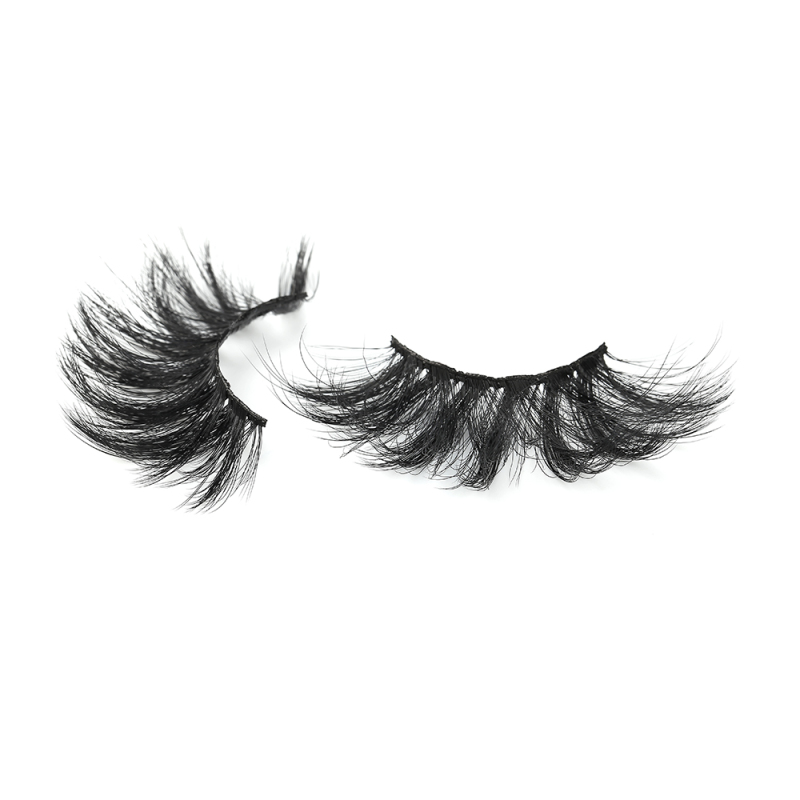 25mm long style High quality 3D faux Mink eyelash with private label packaging  100% Real Mink Fur