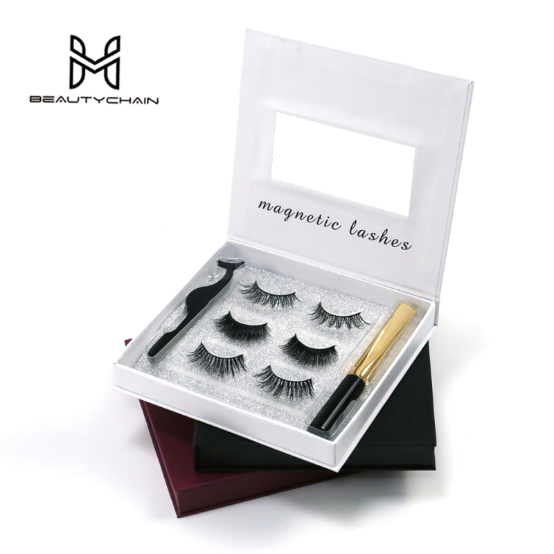 Magnetic False Eyelashes Custom Eyelash Magnetic Box 3d Mink Magnetic Eyelashes MGEL