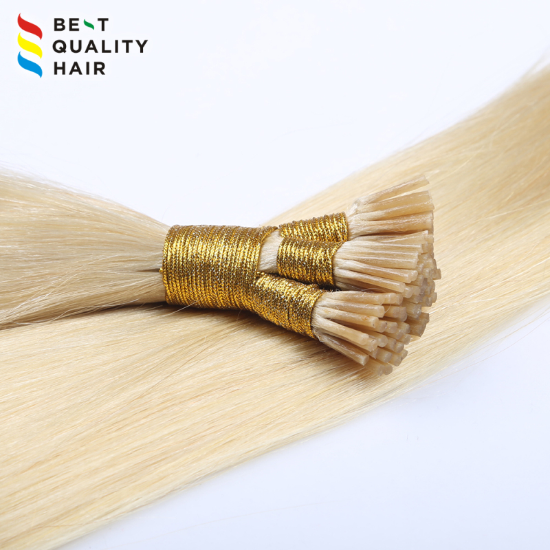 High quality blond color double drawn I tip hair extension
