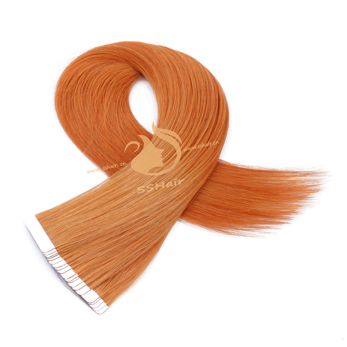 SSHair // Tape in Hair Extensions // Remy Human Hair // Orange // Straight