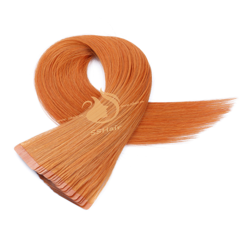 SSHair // Tape in Hair Extensions // Remy Human Hair // Orange // Straight