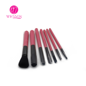 Wesson's own brand pink handle synthetic hair 7pcs makeup brush set 