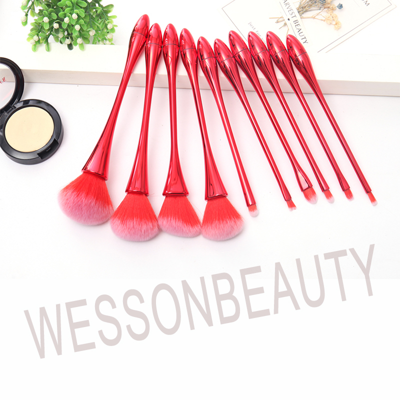 10pcs synthesis hair makeup brush set beginner red color makeup tool rose make up brush set 
