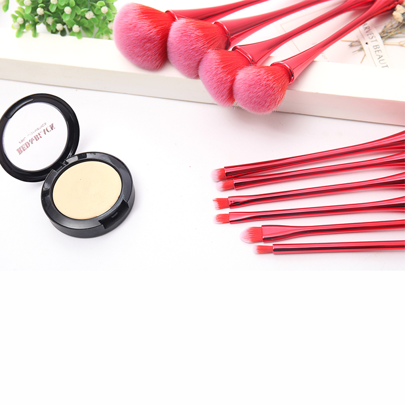 10pcs synthesis hair makeup brush set beginner red color makeup tool rose make up brush set 
