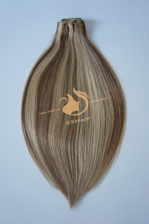 SSHair // Clip in Hair Extensions // Remy Human Hair // Mixed Color 8# 24# 613# // Straight