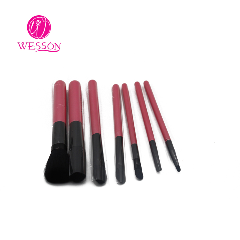 Wesson's own brand pink handle synthetic hair 7pcs makeup brush set 