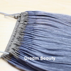 Pretty looking gray color virgin remy hair extension wholesale top grade knot thread hair extension