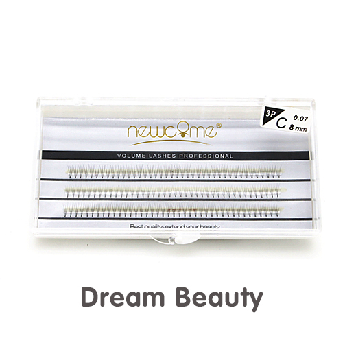 3P 0.07mm thickness C curl standard 8mm 3D Faux Mink Individual Eyelashes - MCDS INCI COA BV SG ISO9001 