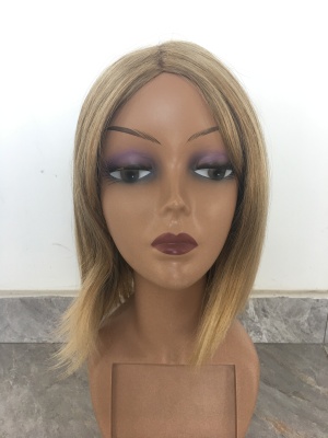 Wholesales bob style blonde color with highlight lace front synthetic hair wigs 
