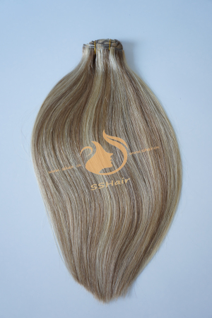 SSHair // Clip in Hair Extensions // Remy Human Hair // Mixed Color 14# 613# // Straight