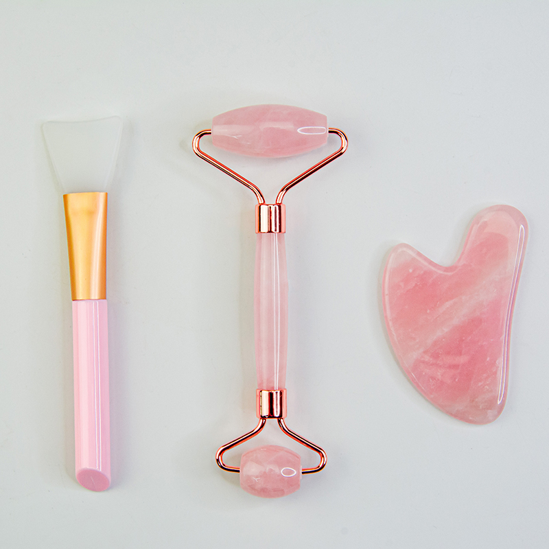 Skincare beauty massage rose quartz set