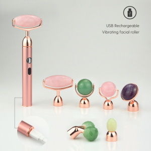 USB rechargeable vibrating jade roller