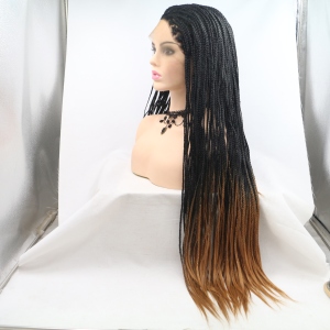 Glueless Synthetic Fiber Braid Wig Ombre Long Hair Wigs For Black Women