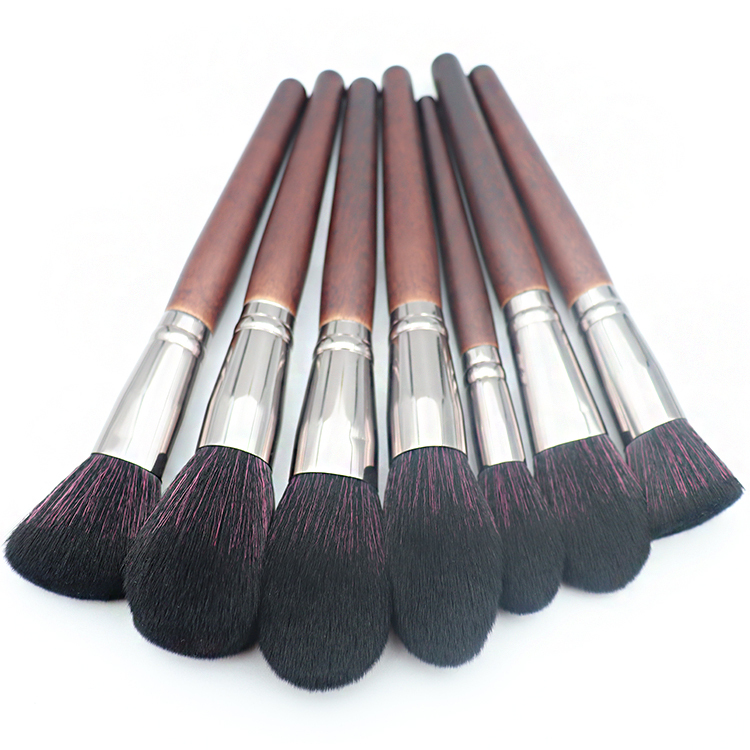 Wesson synthetic hair make-up set brush wood handle aluminum tube makeup brush sets 