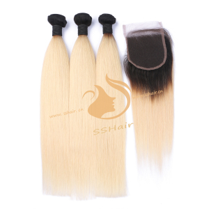 SSHair // Hair Weft*3 + Lace Closure //  Human Hair // 1BT613# // Straight