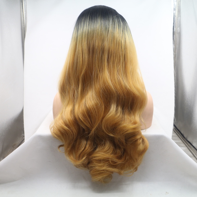 Long hair lace front blonde synthetic wig, factory directly sale blond lace front wig for women
