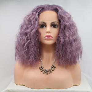 Wholesale purple kinky heat resistant curly short hair for black women deep wave 12 inch synthetic hair wigs