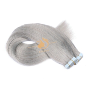SSHair // Tape in Hair Extensions // Remy Human Hair // Silver // Straight