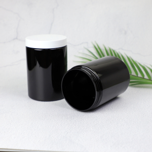 750ml Black Cosmetic Jar with wooden Cap 