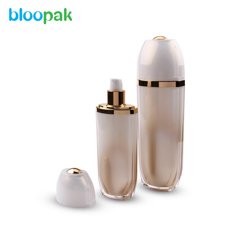 luxury cosmetic empty acrylic rose gold pump plastic bottle 60ml 