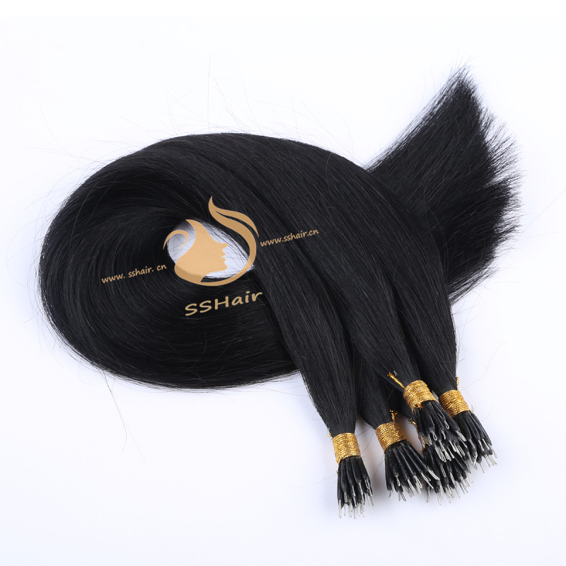 SSHair // Nano Ring Hair Extensions // Remy Human Hair // 1# // Straight