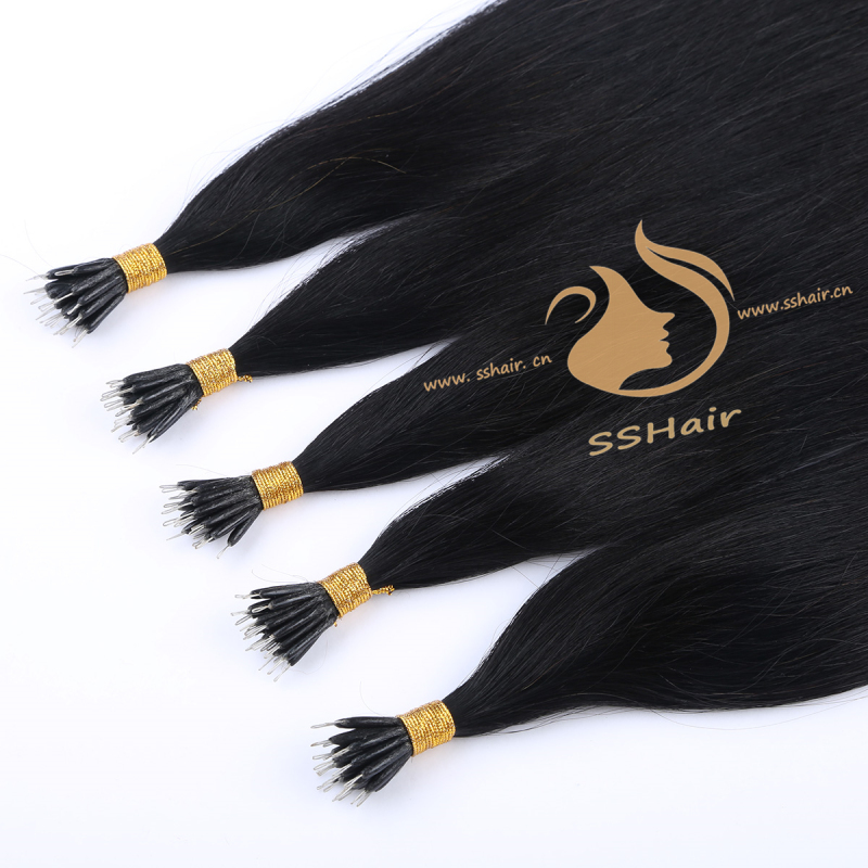 SSHair // Nano Ring Hair Extensions // Remy Human Hair // 1# // Straight