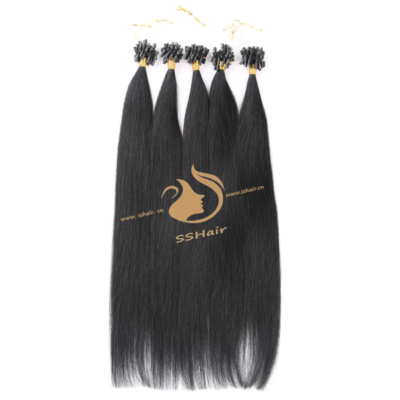 SSHair // Micro Ring Loop Hair Extensions // Remy Human Hair // 1# // Straight
