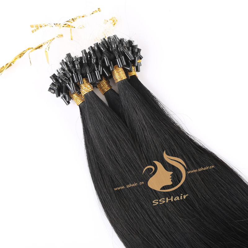 SSHair // Micro Ring Loop Hair Extensions // Remy Human Hair // 1# // Straight