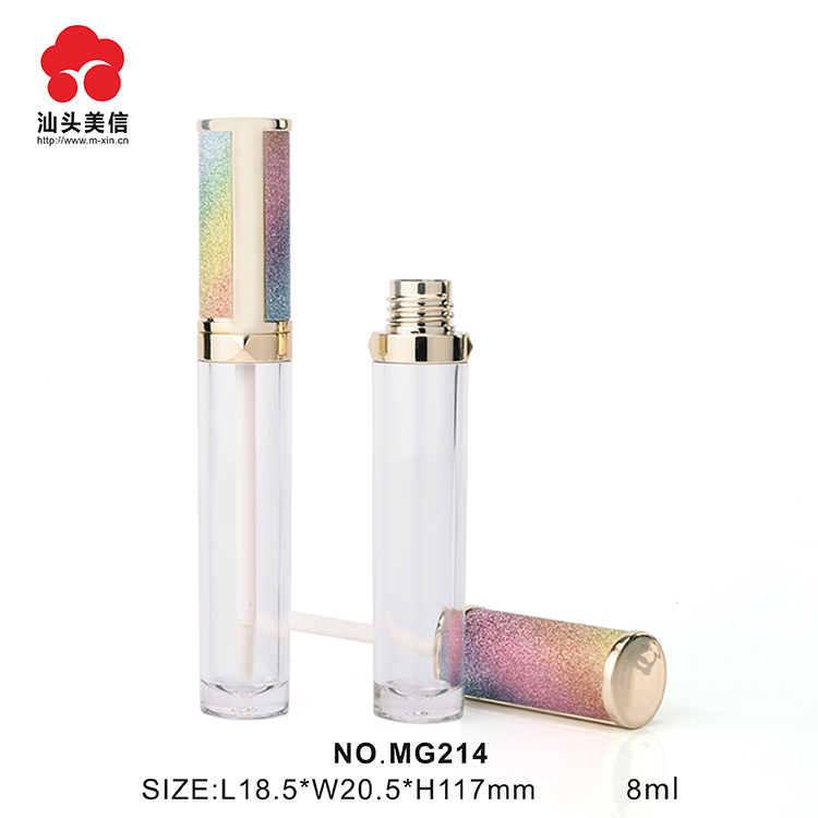 2.4ml New Fashion Round shape Lip gloss Tube with shiny silver color custom Cosmetic packing
