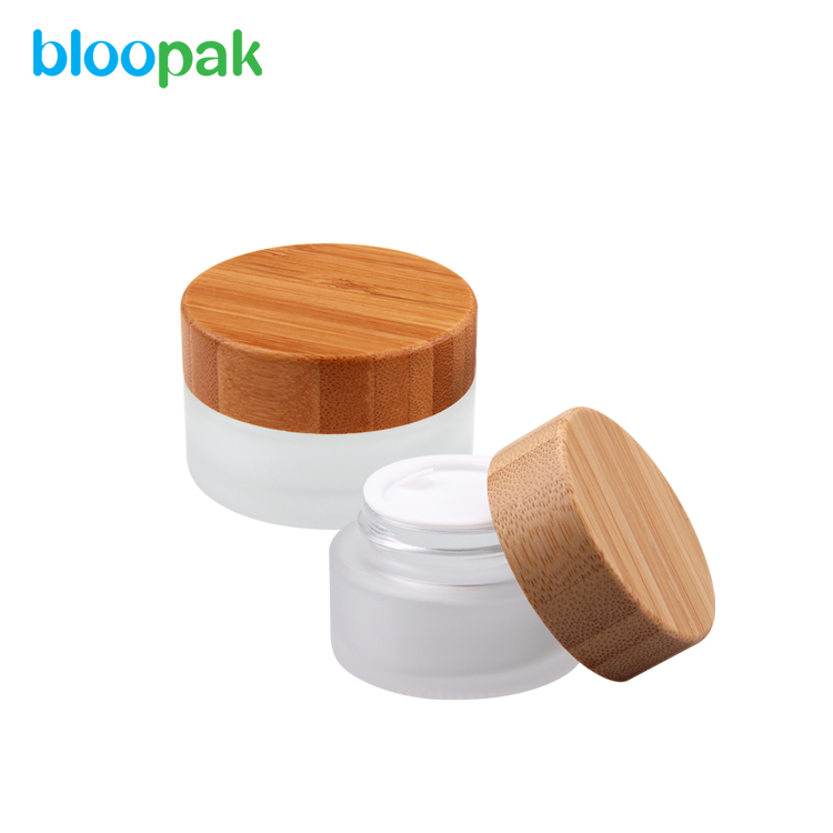 Hot Sale Eco Friendly Bamboo Lid Glass Cosmetic Jars BJ53-- 8 oz / 250ml PET plastic cosmetic jars 
