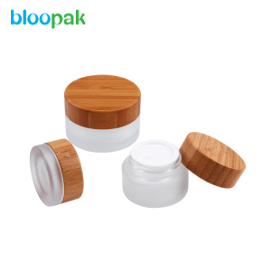 Hot Sale Eco Friendly Bamboo Lid Glass Cosmetic Jars BJ53-- 8 oz / 250ml PET plastic cosmetic jars 