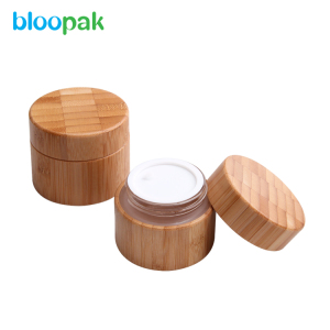 Small Glass Bamboo Cream Jar with Bamboo Lid 