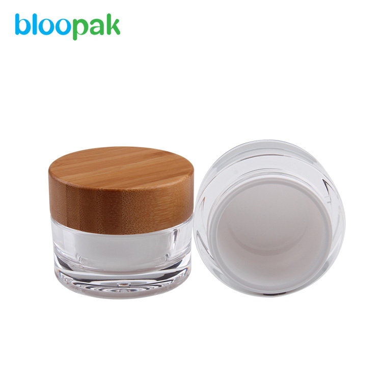 15G 30G 50G cosmetic bamboo cream jar with PP inner with acrylic body
