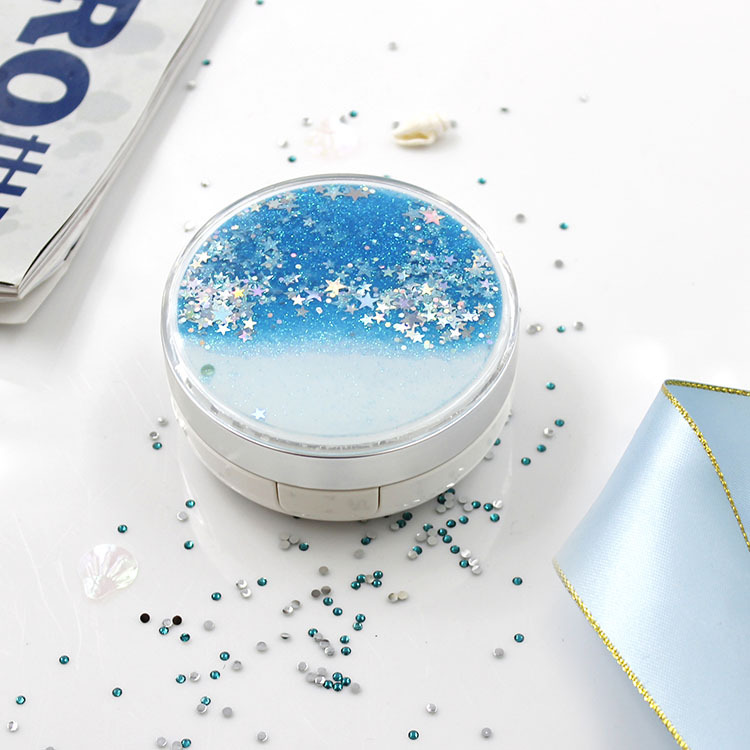 Quicksand style refillable powder compact case, make up cosmetic packaging