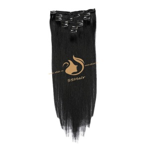 SSHair // Clip in Hair Extensions // Remy Human Hair // 1# // Straight