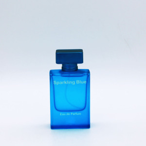 design screen printing 50ml luxury vintage blue cosmetic empty perfume glass bottle