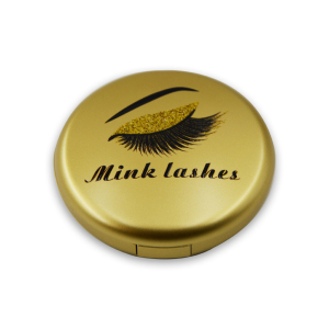 CPP02 One Pair Handmade Round Gold Mink eyelash box