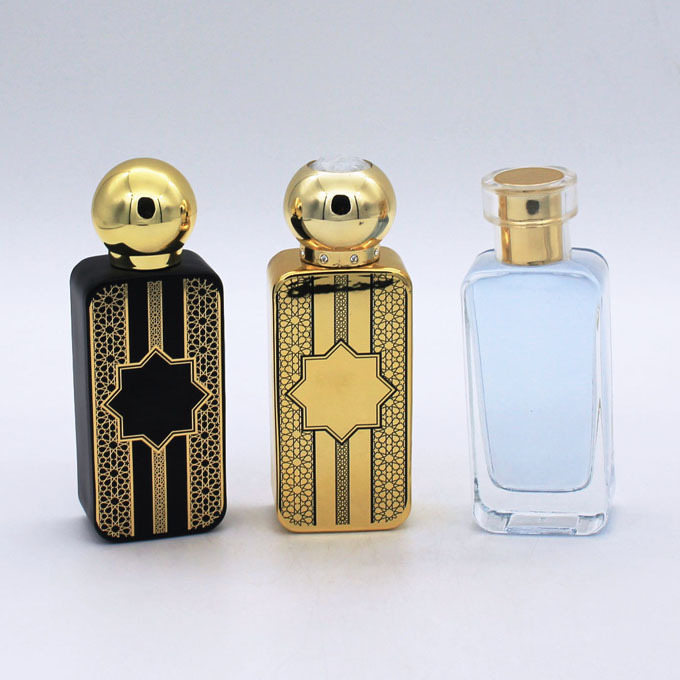 custom luxury golden glass cosmetic container 50ml wholesale empty perfume bottles