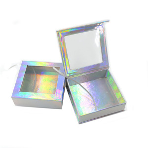 CPP07 One Pair Silver Square Handmade Mink Lashes Box