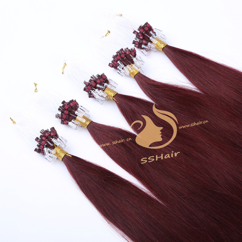 SSHair // Micro Ring Loop Hair Extensions // Remy Human Hair // 99J# // Straight