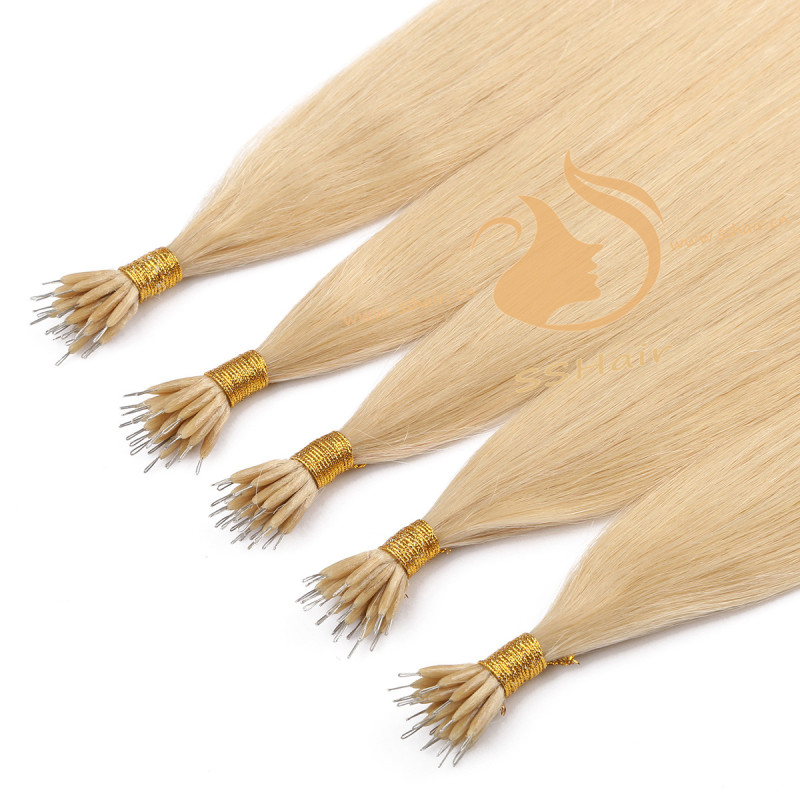 SSHair // Nano Ring Hair Extensions // Remy Human Hair // 613# // Straight