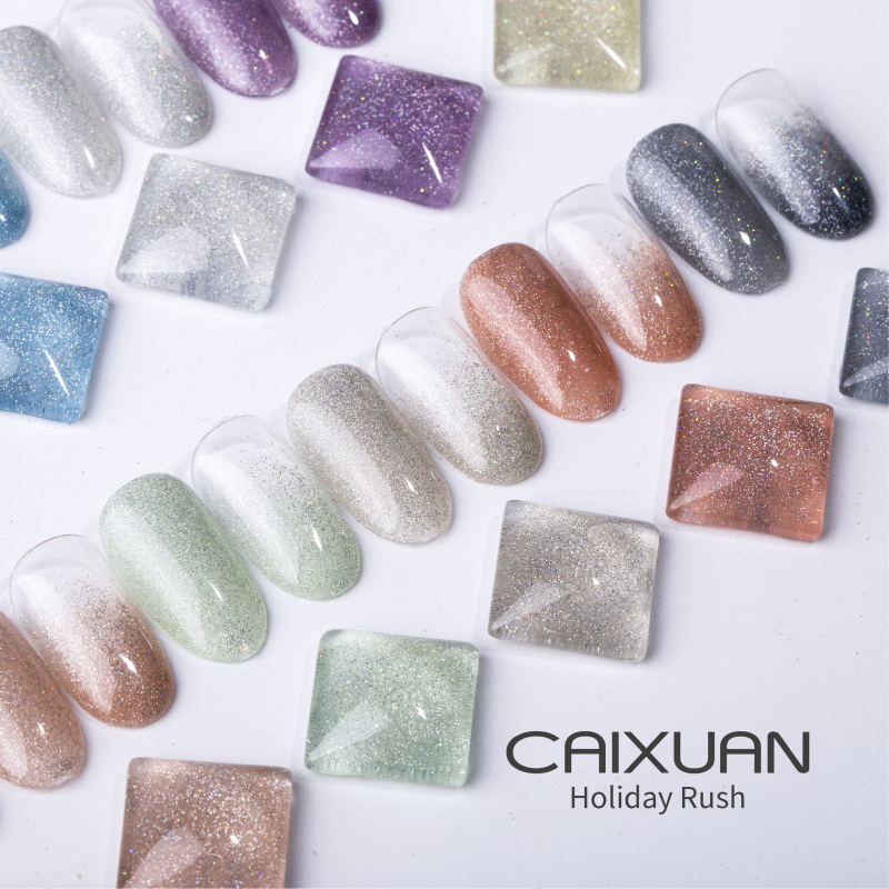Caixuan 36 colors holiday rush gel polish with glitter effect