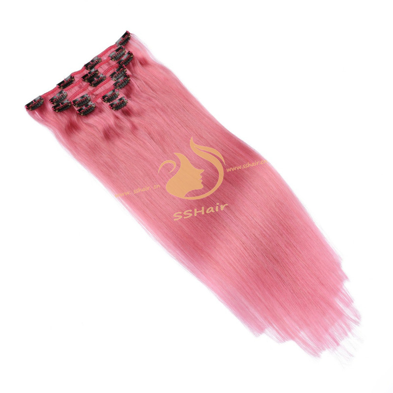 SSHair // Clip in Hair Extensions // Remy Human Hair // PINK // Straight