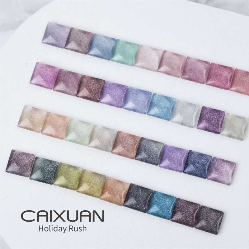 Caixuan 36 colors holiday rush gel polish with glitter effect