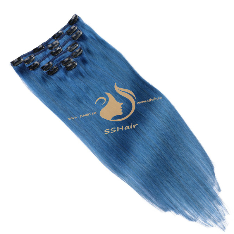 SSHair // Clip in Hair Extensions // Remy Human Hair // BLUE // Straight