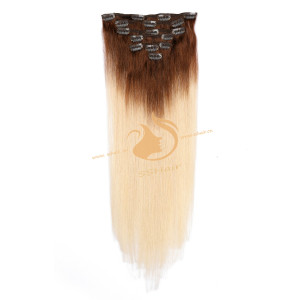 SSHair // Clip in Hair Extensions // Remy Human Hair // 6# T 613# // Straight