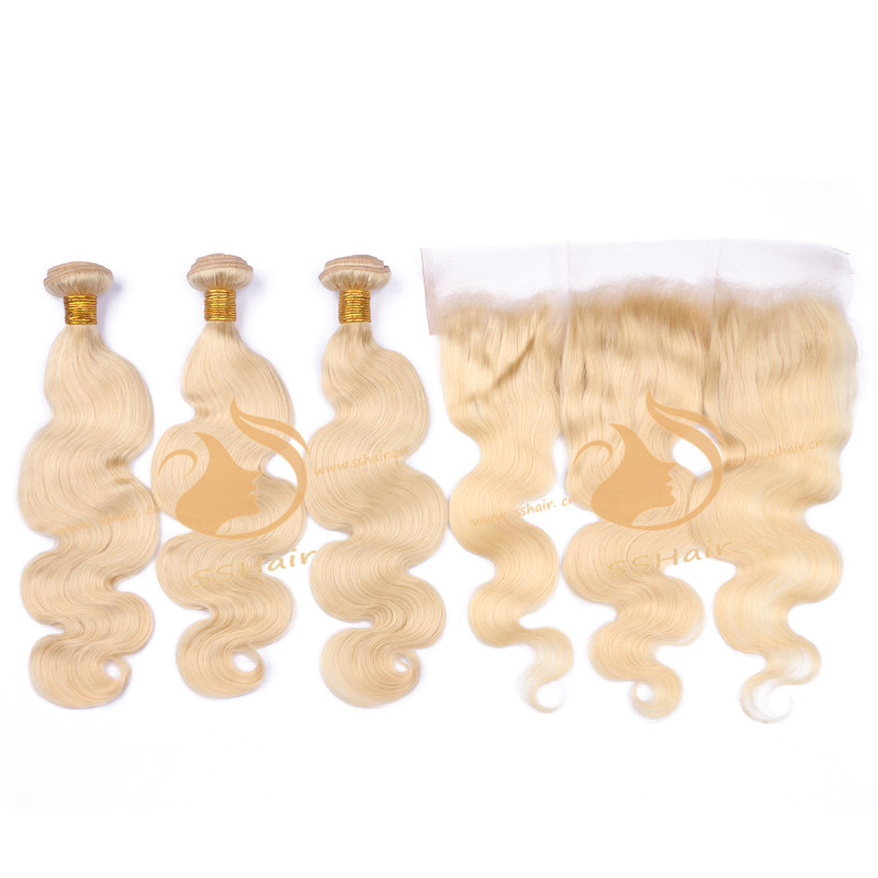 SSHair // Hair Weft + Lace Frontal // Remy Human Hair // 613# // Body Wave