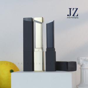 Jinze thin square custom design lipstick tube lip balm container black and gold color